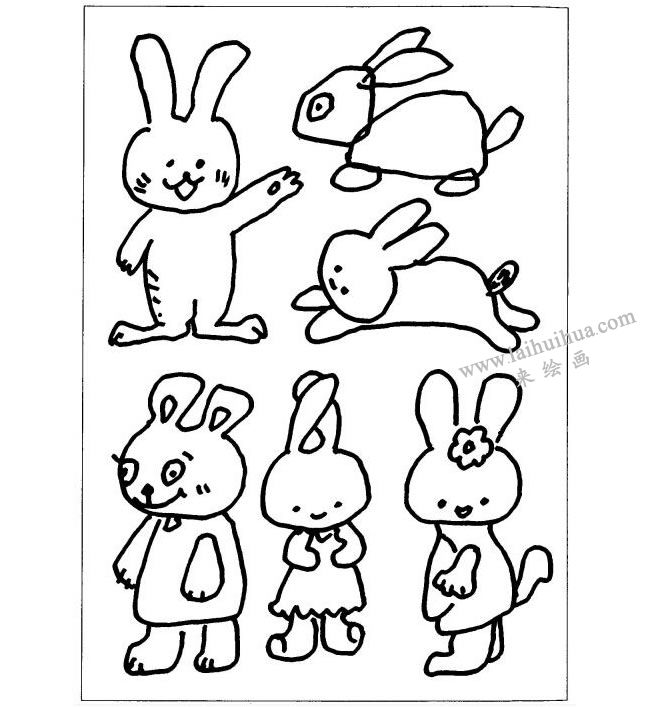小白兔儿童画