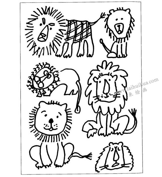 狮子儿童画
