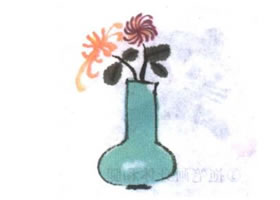 一瓶菊花儿童水墨画法
