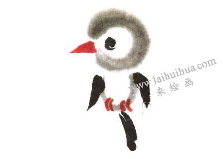 小鸟儿童水墨画法步骤04