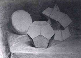 石膏几何形体的明暗素描画法