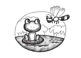 蜻蜓和青蛙创意素描画法
