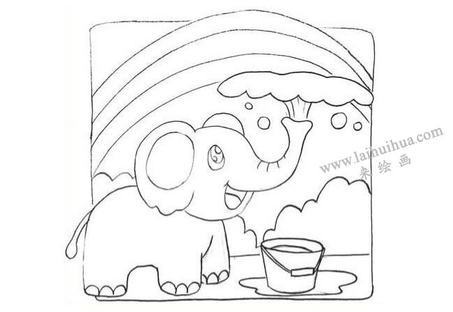小象与彩虹创意素描画法步骤02