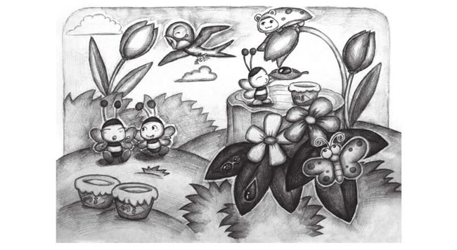 小蜜蜂创意素描画法
