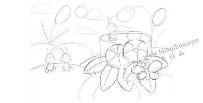 勤劳的小蜜蜂创意素描画法步骤01