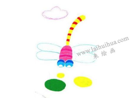 蜻蜓儿童画创作步骤04