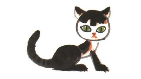 小猫水墨画