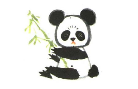 大熊猫儿童水墨画