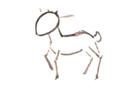 羊羔儿童水墨画创作步骤01