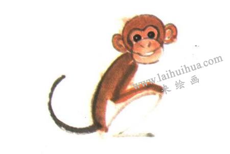 猴子儿童水墨画法步骤03
