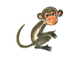 猴子儿童水墨画法