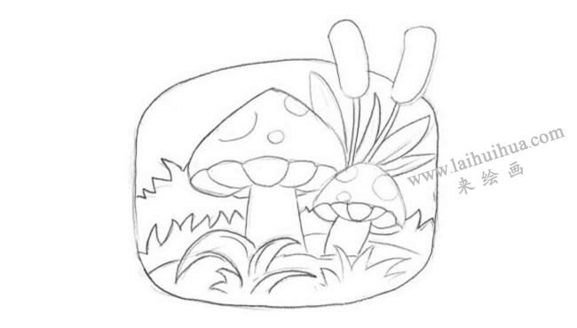 蘑菇创意素描画法步骤02