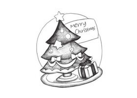 圣诞树创意素描画法