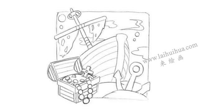 沉船与宝藏创意素描画法步骤02