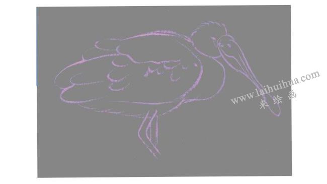 粉色的篦鹭水粉画法步骤01