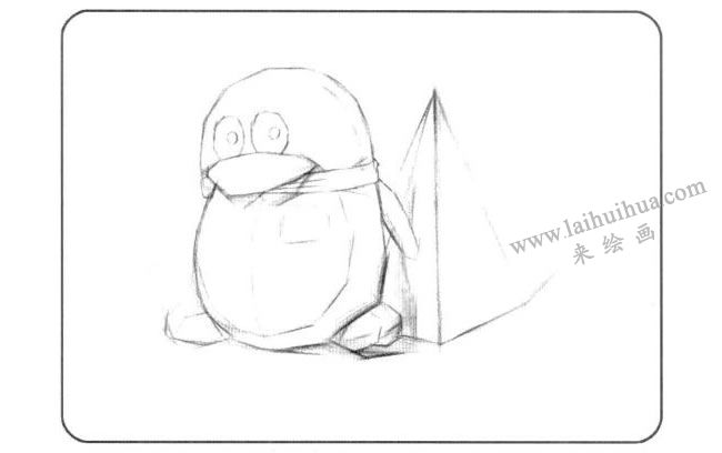 企鹅与凌锥体儿童创意素描画法步骤01