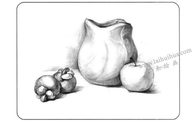 水果与石膏罐子儿童创意素描画法步骤02