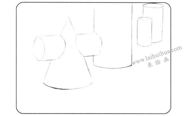 圆锥与圆柱组合体儿童创意素描画法步骤01