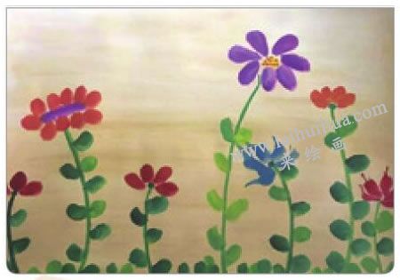 花儿朵朵开儿童水粉画法步骤04