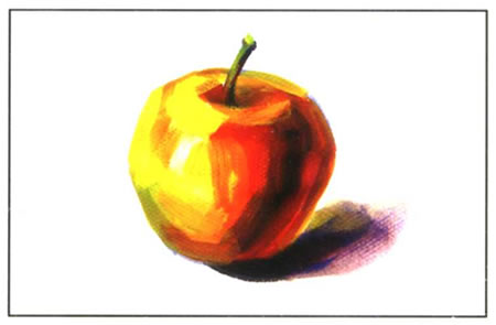 单个苹果水粉画法步骤03