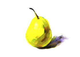 单个梨子水粉画法