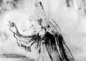 格伦奈华特《云上的玛利亚》素描作品