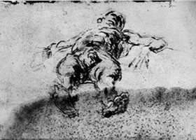 丁托雷托《竖卧的男子的习作》素描作品