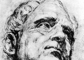 丁托雷托《罗马皇帝威特利乌斯的头部习作》素描作品