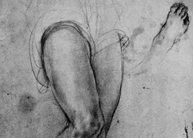 蓬托莫《为大天使米卡埃尔的脚作的习作》素描作品