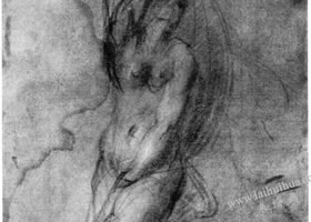 蓬托莫《裸体习作》素描作品