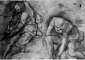 蓬托莫《男子坐像》素描作品