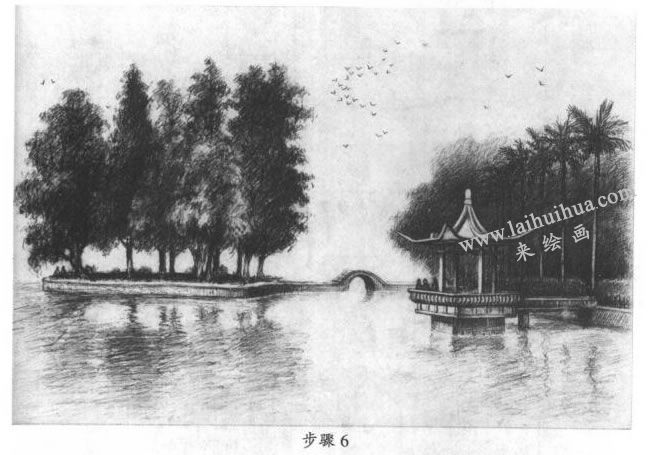 西湖十景手绘 素描图片