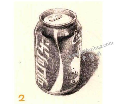 可乐罐素描画法步骤02