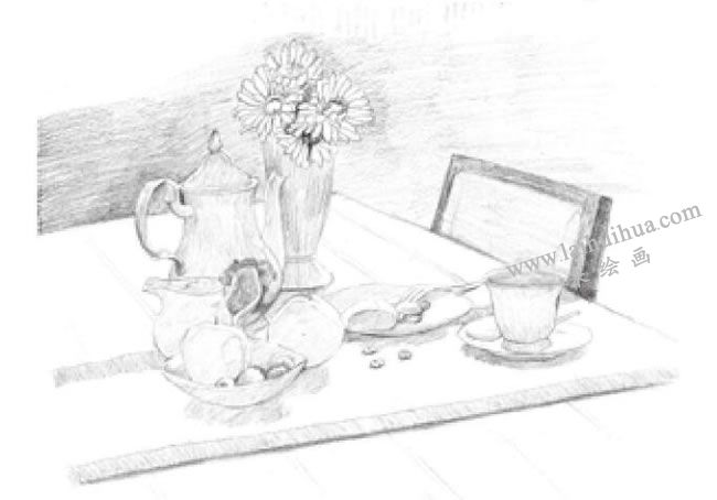 咖啡厅素描画法步骤03