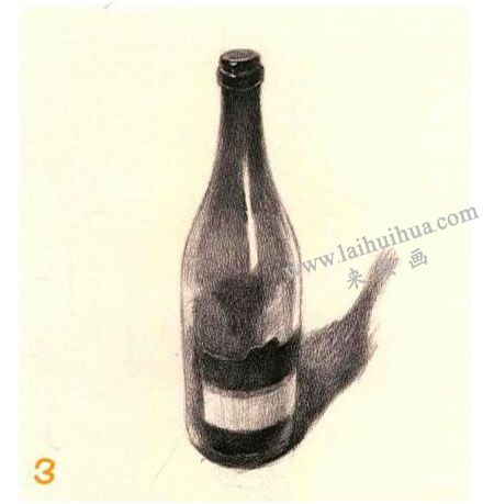 红酒瓶素描画法步骤03