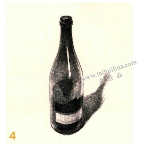 红酒瓶素描画法步骤04