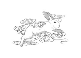 玉兔奔月卡通素描画法