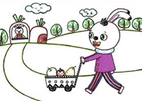 小兔子回家儿童画线描