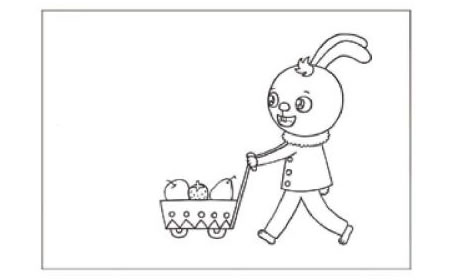 小兔子回家儿童画线描绘画步骤01