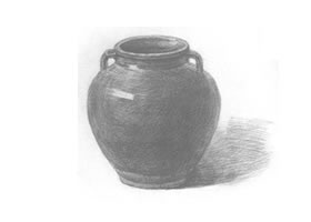 棕色瓷罐素描画法步骤