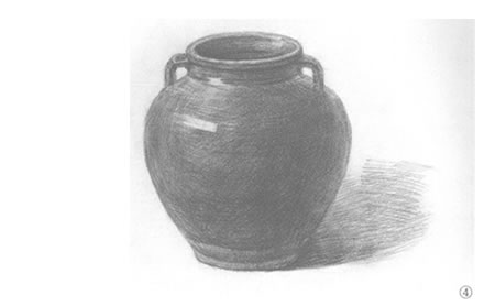棕色瓷罐素描画法步骤04