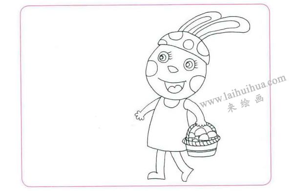 采蘑菇的小白兔儿童线描画法步骤01