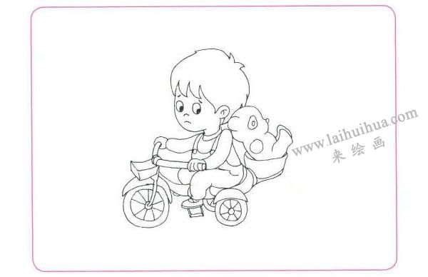 宝宝的儿童车儿童线描画法步骤图示01