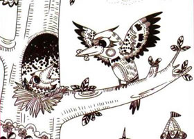 啄木鸟儿童线描画法