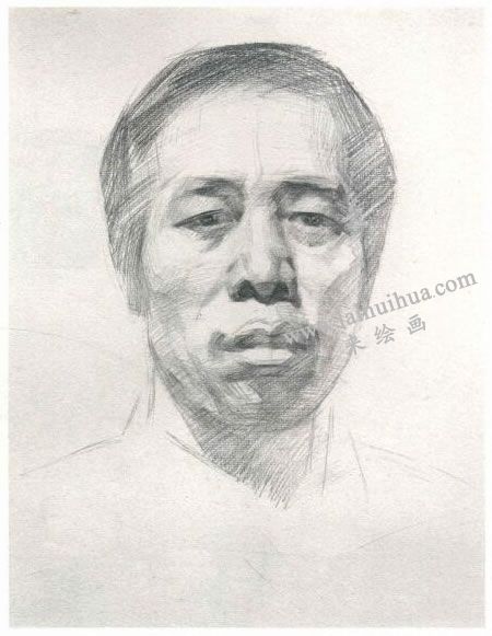 杨国杰中年男子肖像素描画法步骤图示02