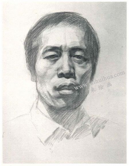杨国杰中年男子肖像素描画法步骤图示03