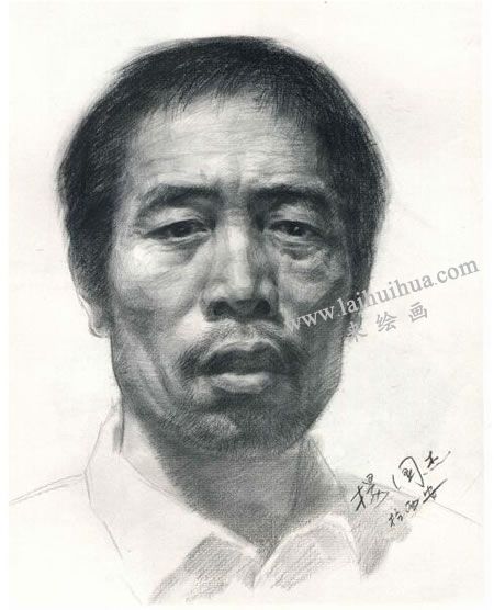 杨国杰中年男子肖像素描画法步骤图示05