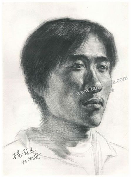 杨国杰青年男子侧面肖像素描画法步骤图示05