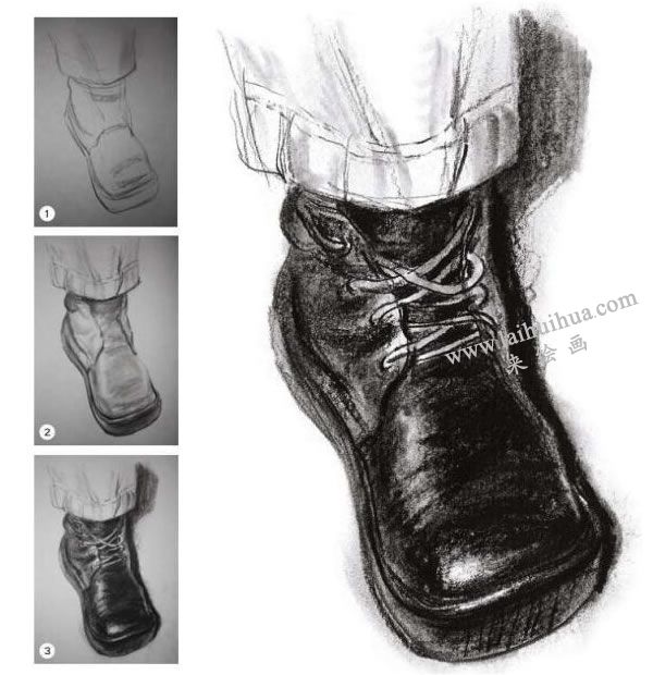 人物脚鞋速写光影的表现训练方法和步骤