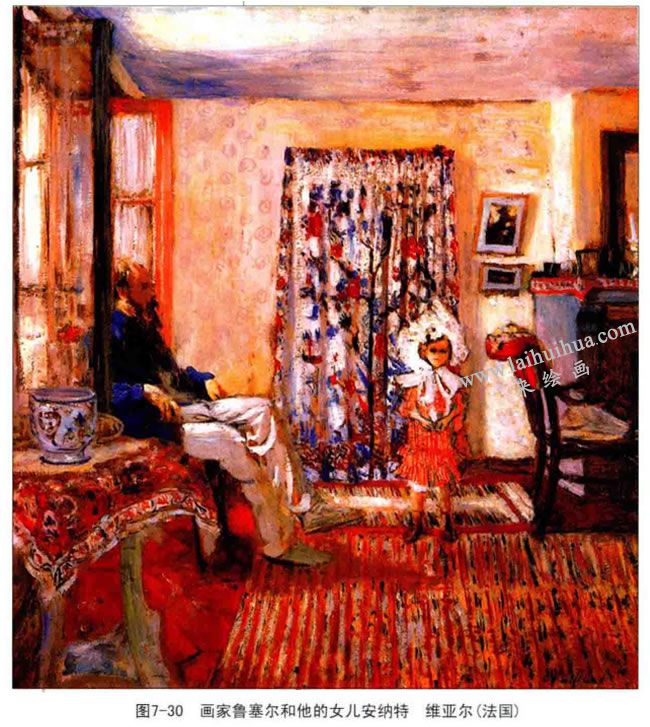 爱德华•维亚尔《画家鲁塞尔和他的女儿安纳特》作品高清大图